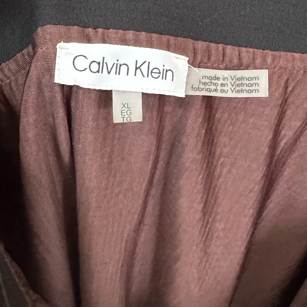 Calvin Klein Women's Elegant Textured Velvet Brown Midi Skirt NWT